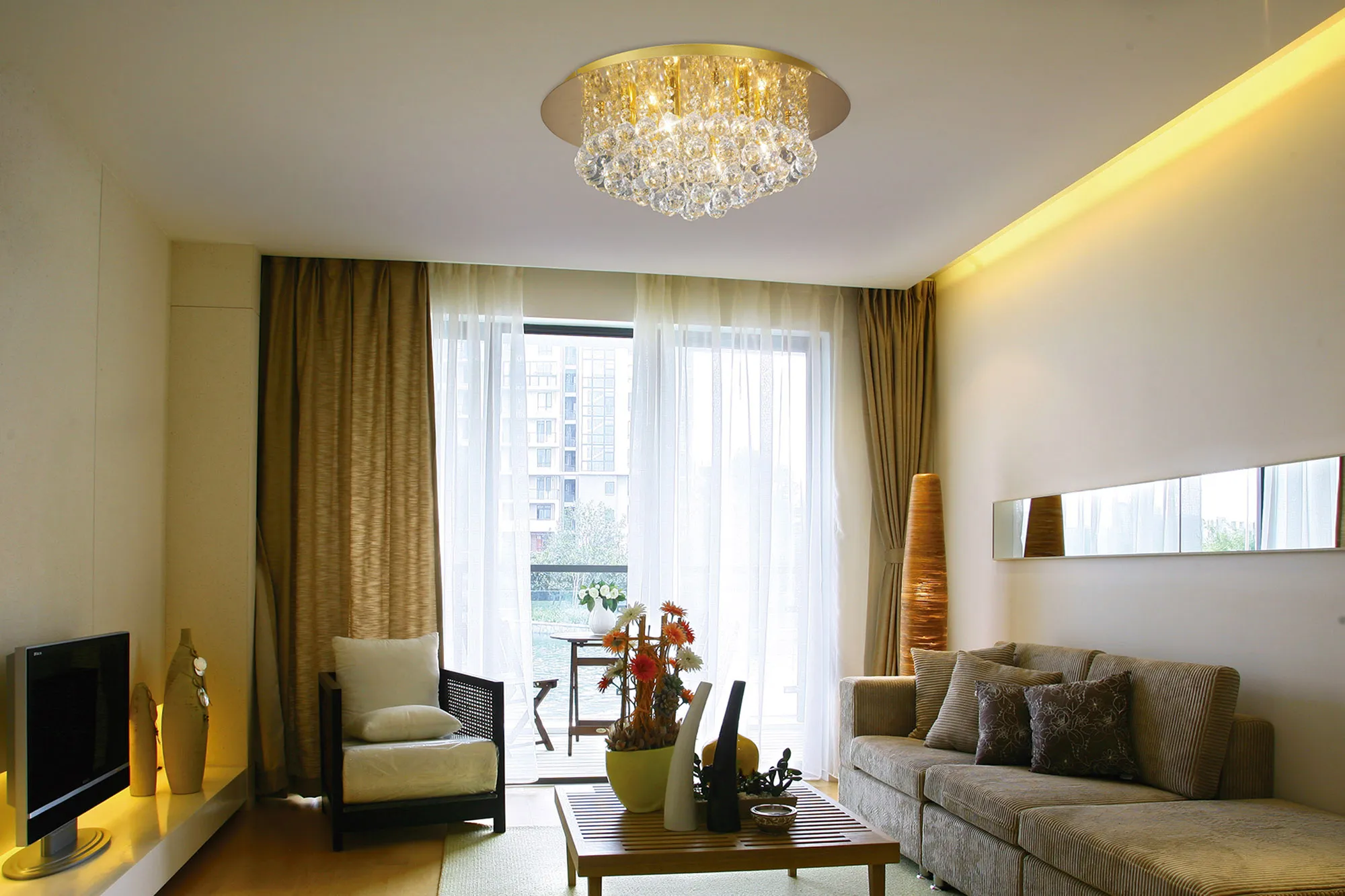 Dahlia Crystal Ceiling Lights Deco Flush Crystal Fittings
